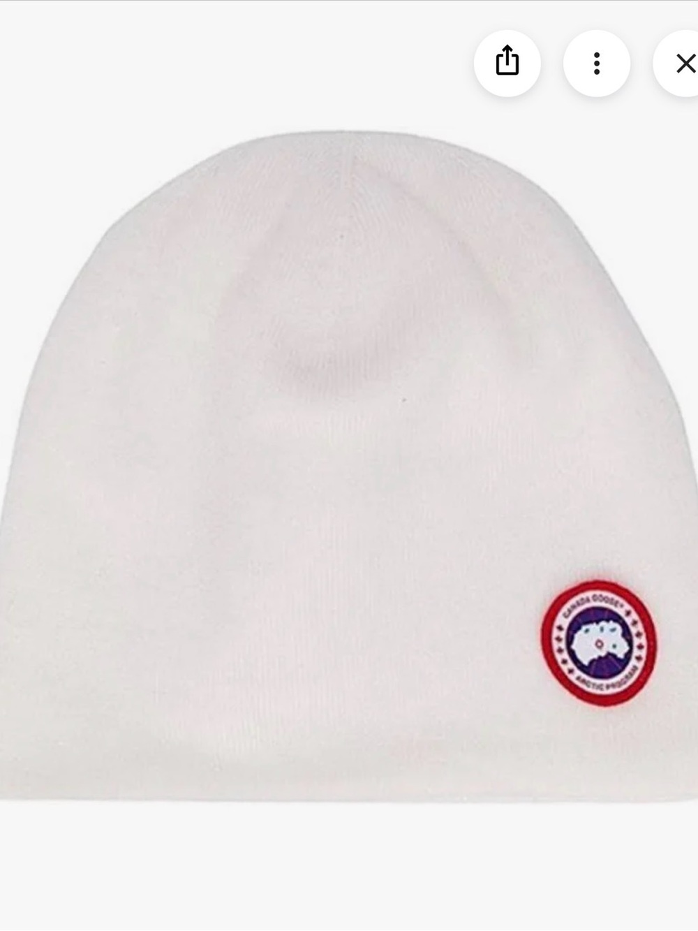 Canada goose white beanie, wool blend with fleece inside